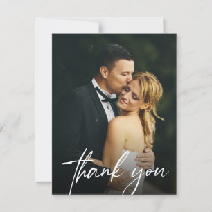 Custom 2 Wedding Fotos Einfache moderne Schrift Dankeskarte