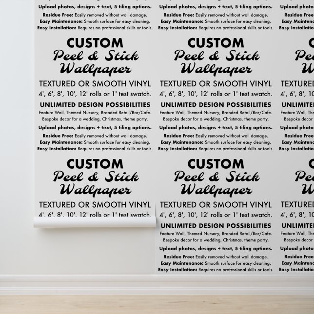 Custom 2' x 12' Texturierte Vinyl Peel & Stick Tapete (Anwendung)