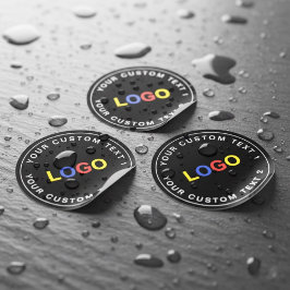 Custom 30 Business Logo, Black Waterproof Stickers Etiketten