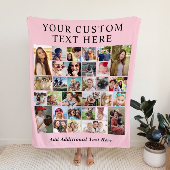 Custom 30 Foto Collage Pink Fleecedecke (Von Creator hochgeladen)