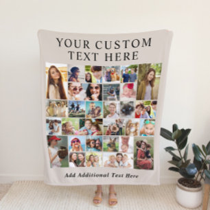 Custom 30 Foto Collage Taupe Fleecedecke