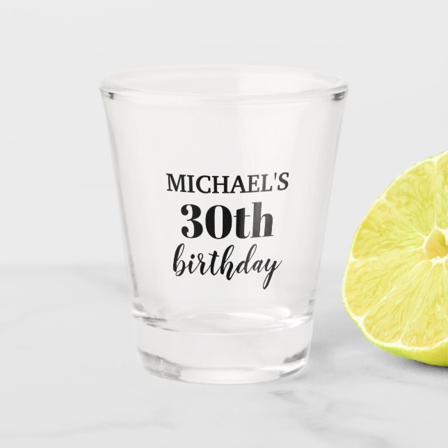 Custom 30. Geburtstag Gastgeschenk Shot Glass Schnapsglas (Vorderseite)