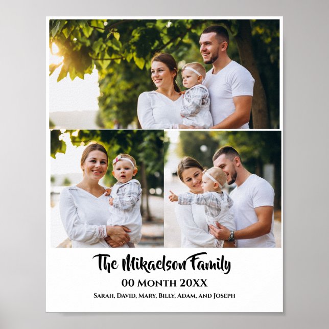 Custom 3 Family Foto Collage Poster (Vorne)