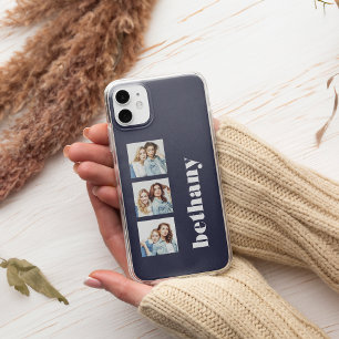 Custom 3-Foto Chunky Monogram Dark Navy Blue Case-Mate iPhone Hülle