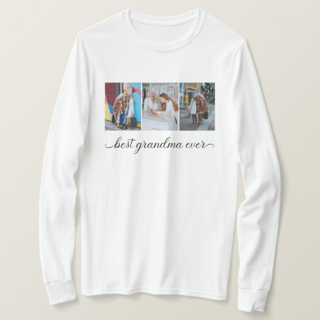 Custom 3 Foto Collage Beste Oma je Frauen T-Shirt (Design vorne)