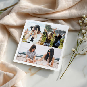 Custom 3 Foto Collage Personalisiert Paper Napkin Serviette