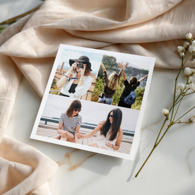 Custom 3 Foto Collage Personalisiert Paper Napkin Serviette (Von Creator hochgeladen)