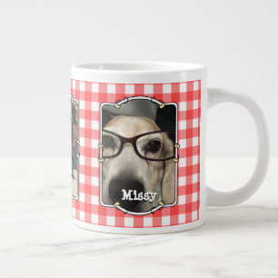 Custom 3 Foto Country Red Buffalo Karo Kariert Hau Jumbo-Tasse
