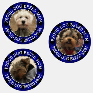 Custom 3 Foto Frame Hund Mama Blau & Schwarz Karie Etiketten