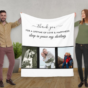 Custom 3 Foto Grid in Love Memory White Fleecedecke