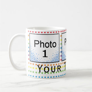 Custom 3 Foto Rainbow Stars & Blue Diamonds Coffe Kaffeetasse