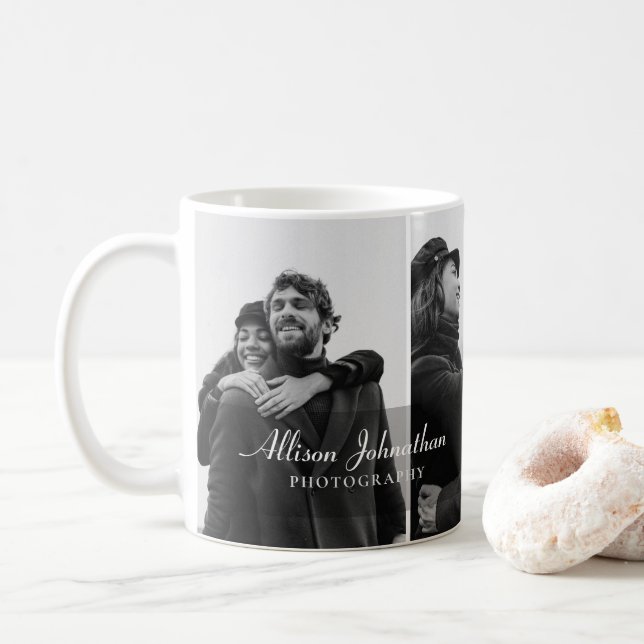Custom 3 Fotos moderne Skriptfotografie Kaffeetasse (Mit Donut)