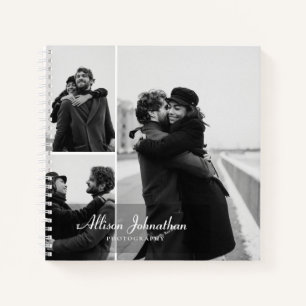 Custom 3 Fotos moderne Skriptfotografie Notizbuch