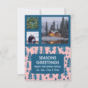 CUSTOM 3 FOTOS Retro Pine Trees Weihnachten