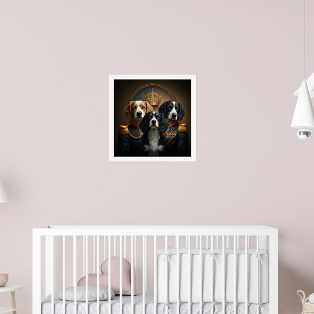 Custom 3 Pets Portrait: Royal Dog Portrait. Poster (Kinderzimmer 2)
