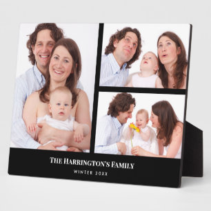Custom 3 Sections Family Foto Collage Black Frame Fotoplatte
