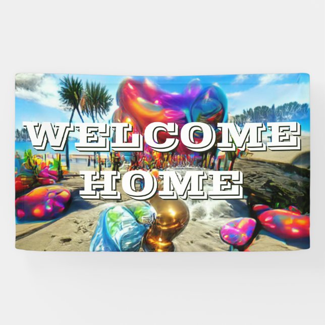 Custom 3' x 5' Welcome Zuhause Vinyl Banner - Pers (Horizontal)