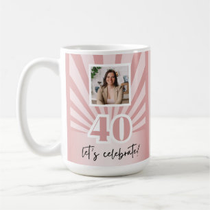 Custom 40. Geburtstag rosa Streifen Kaffeetasse