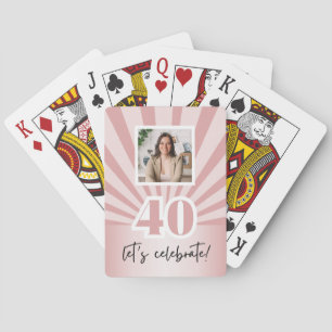 Custom 40. Geburtstag rosa Streifen Spielkarten