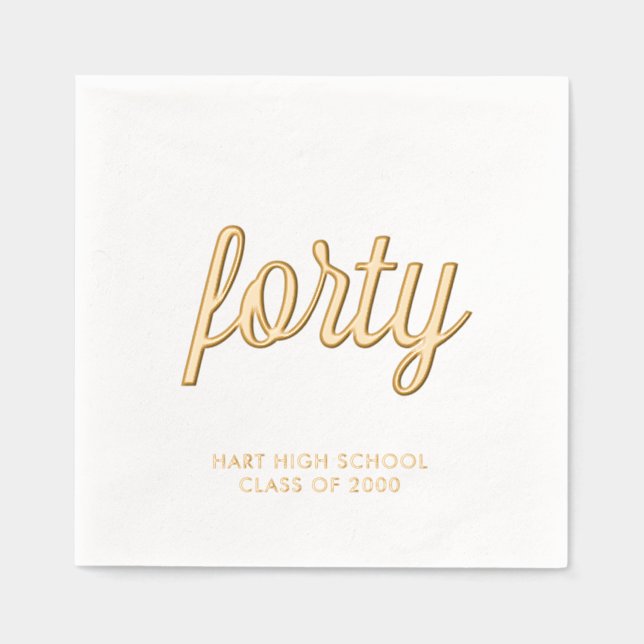 Custom 40. Wiedersehen Modern Gold Foil Napkins Servietten Mit Folie (Vorderseite)