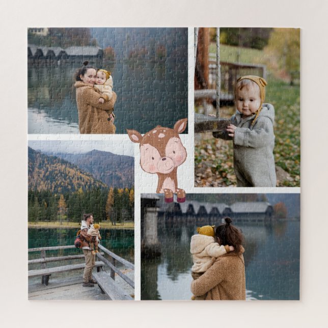 Custom 4 Family Foto / Süße Tier Kawaii Deer (Vertikal)