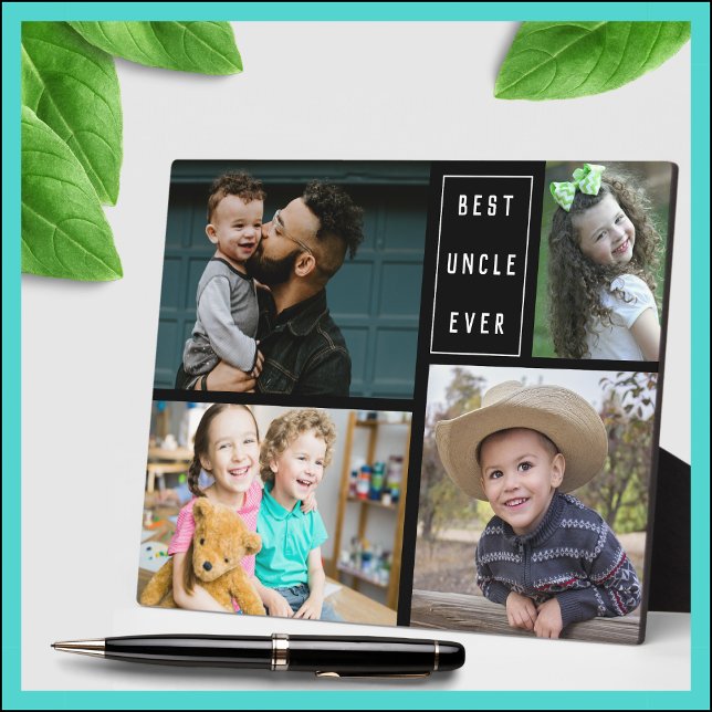 Custom 4 Foto Collage Best Uncle Ever Fotoplatte (Uncle gifts - )