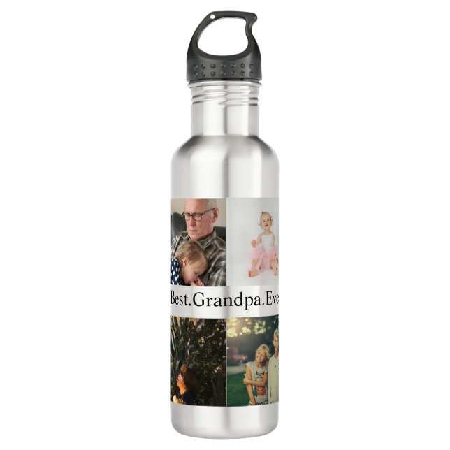 Custom 4 Foto Collage Beste Opa je Edelstahlflasche (Vorderseite)