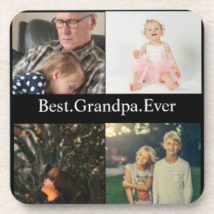 Custom 4 Foto Collage Beste Opa je Getränkeuntersetzer