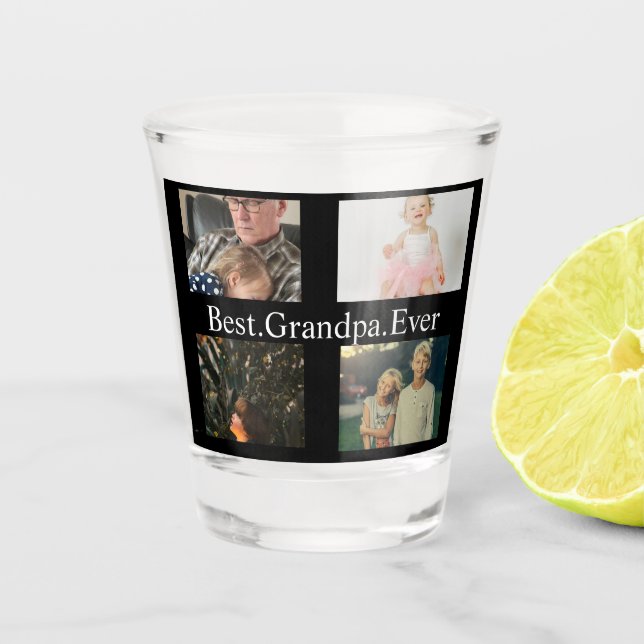 Custom 4 Foto Collage Beste Opa je Schnapsglas (Vorderseite)