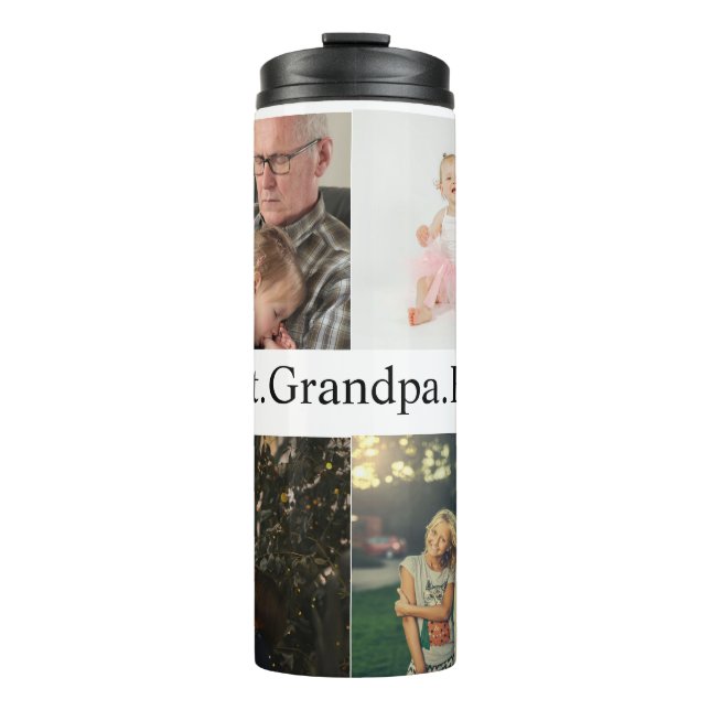 Custom 4 Foto Collage Beste Opa je Thermosbecher (Vorderseite)