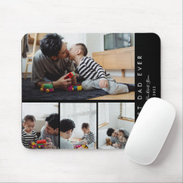 Custom 4 Foto Collage Bester Vater je Mit Monogram Mousepad