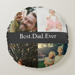 Custom 4 Foto Collage Bester Vater je Rundes Kissen