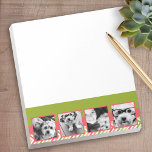 Custom 4 Foto Collage Limon und Coral Chevrons Notizblock<br><div class="desc">Eine großartige Möglichkeit,  Ihre quadratischen Fotos von Ihrem Online-Konto aus anzuzeigen. Ein lustiges Zickzackdesign hebt die Bilder hervor.</div>