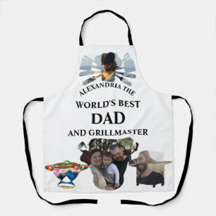 Custom 4 Foto Collage Welten besten Papa Grillmeis Schürze