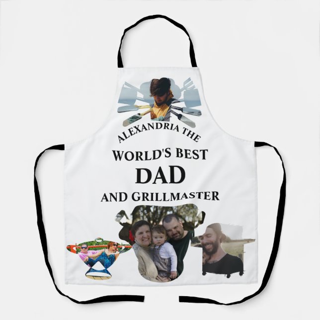 Custom 4 Foto Collage Welten besten Papa Grillmeis Schürze (Vorderseite)