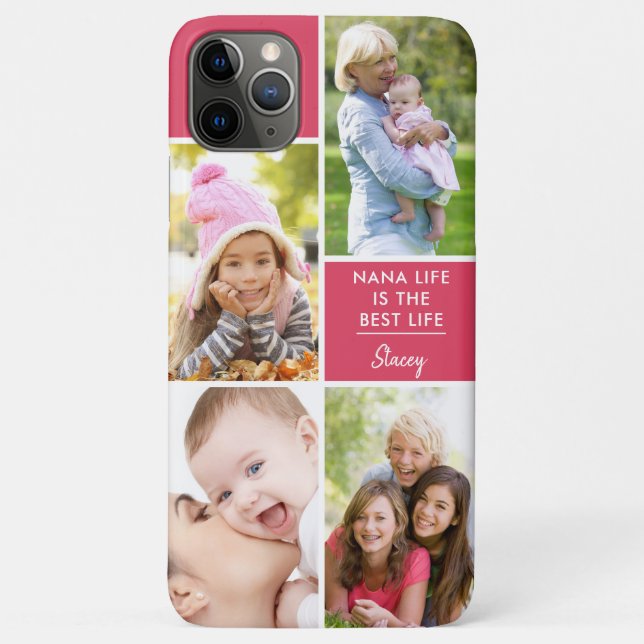 Custom 4 Foto Nana Life ist das beste Life Pink Case-Mate iPhone Hülle (Rückseite)