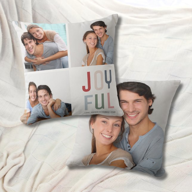 Custom 4 Fotos Collage Christmas Kissen (Custom 4 Photos Collage Christmas Throw Pillow)