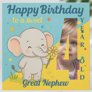 Custom 4. Geburtstag Elephant Sweet your Foto Card Karte