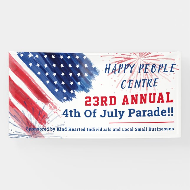 Custom 4. Juli Parade Red White Blue Custom Banner (Horizontal)