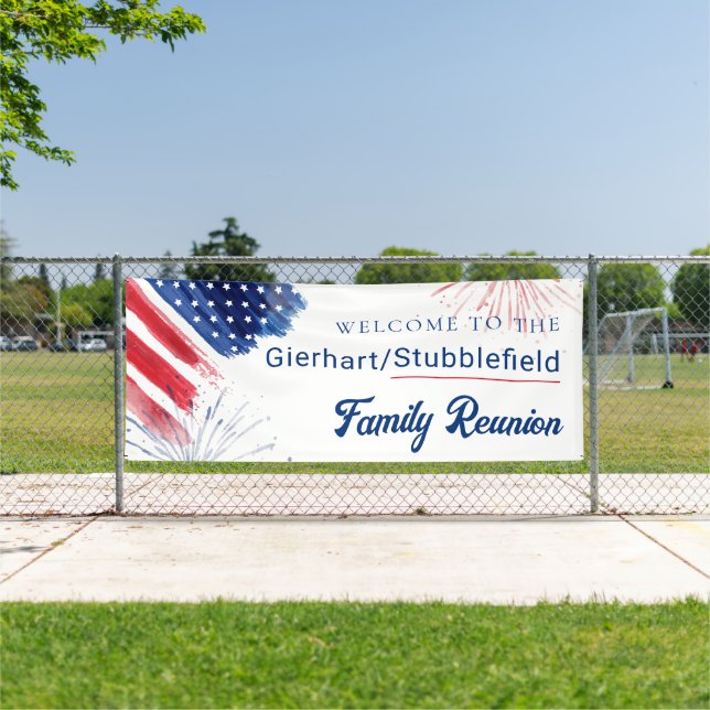 Custom 4. Juli Red White Blue Family Wiedersehen Banner (InSitu)