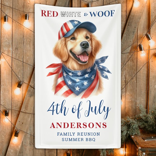 Custom 4. Juli Red White Woof Patriotic Hund Banner (Von Creator hochgeladen)