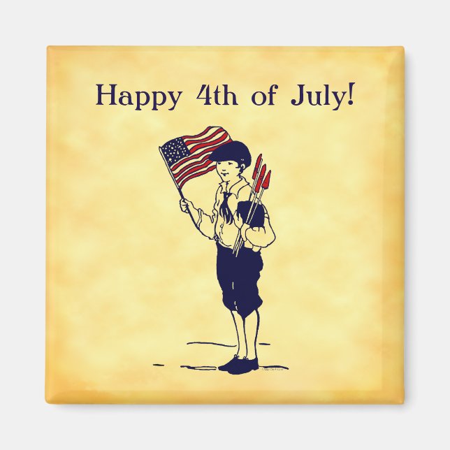 Custom 4. Juli US Flag and Fireworks Magnet (Vorne)