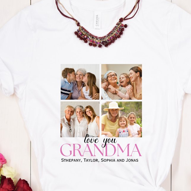 Custom 4 Photo Collage for Grandma  T-Shirt (Von Creator hochgeladen)