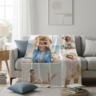 Custom 4 Photo Collage Personalized Cozy Fleecedecke