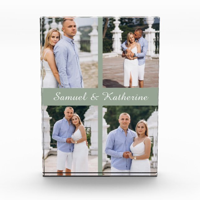 Custom 4 Photo Collage Script Names Photo Block (Vorderseite)