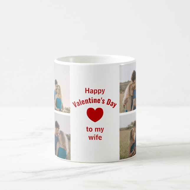 Custom 4 Photos Happy Valentine's Day to Kaffeetasse (Mittel)