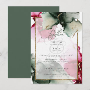 Custom 4Crimson und Sage Green Watercolor Invitati Einladung