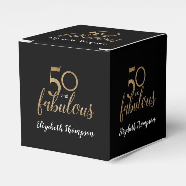 Custom 50 & fabelhafte Birthday Gold Black Confett Geschenkschachtel (Vorderseite)
