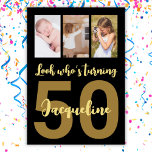 Custom 50. Geburtstag Gold Modern Foto Collage Einladung<br><div class="desc">Mit dieser personalisierten 50. Geburtstagskollektion aus dem Foto laden Sie ein Lächeln ein. Man kann niedliche Kindheit hinzufügen oder alles, was man mag. - Klicken Sie einfach, um dieses Design zu personalisieren - Für eine ökologische Option - wählen Sie digital 🔥 Mein Versprechen - Dieses Design ist einzigartig und ist...</div>