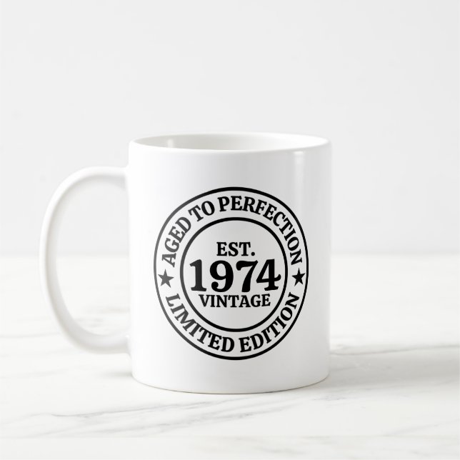 Custom 50. Geburtstag Kaffeetasse (Links)